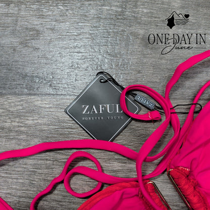 Zaful Textured Cheeky Bikini Swimsuit Size S