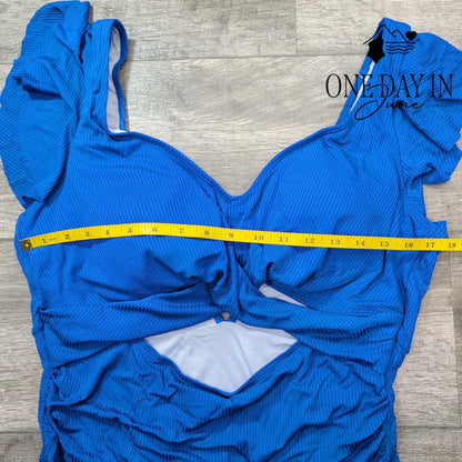 B2Prity Ribbed Cut Out Cross Front One Piece Swimsuit Size 2XL