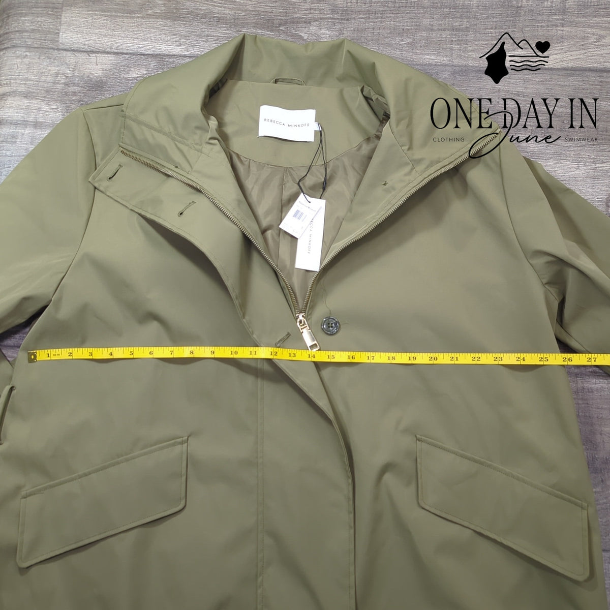 Rebecca Minkoff Oversized Trench Coat Olive NWT Missing Belt $228 Size L