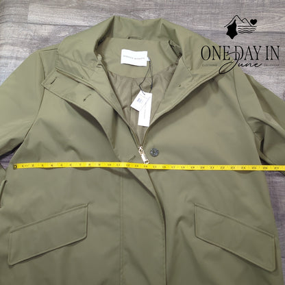 Rebecca Minkoff Oversized Trench Coat Olive NWT Missing Belt $228 Size L