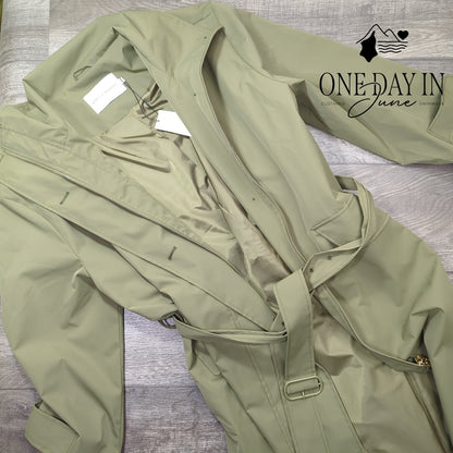Rebecca Minkoff Belted Funnel Neck Trench Coat Olive Green NWT $228 Size XL