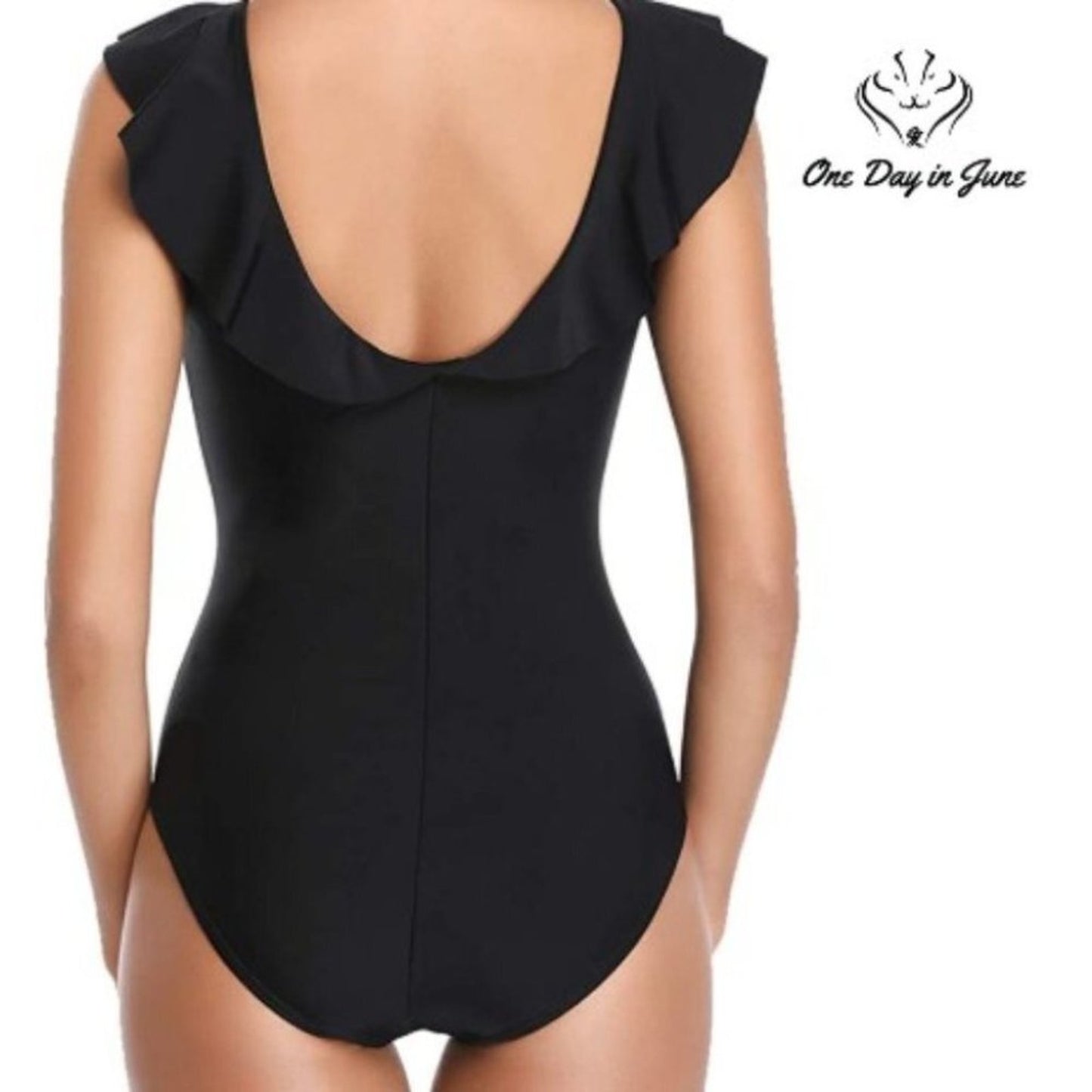 Tempt Me Ruffled Lace Up V Neck Plunge One Piece Size S