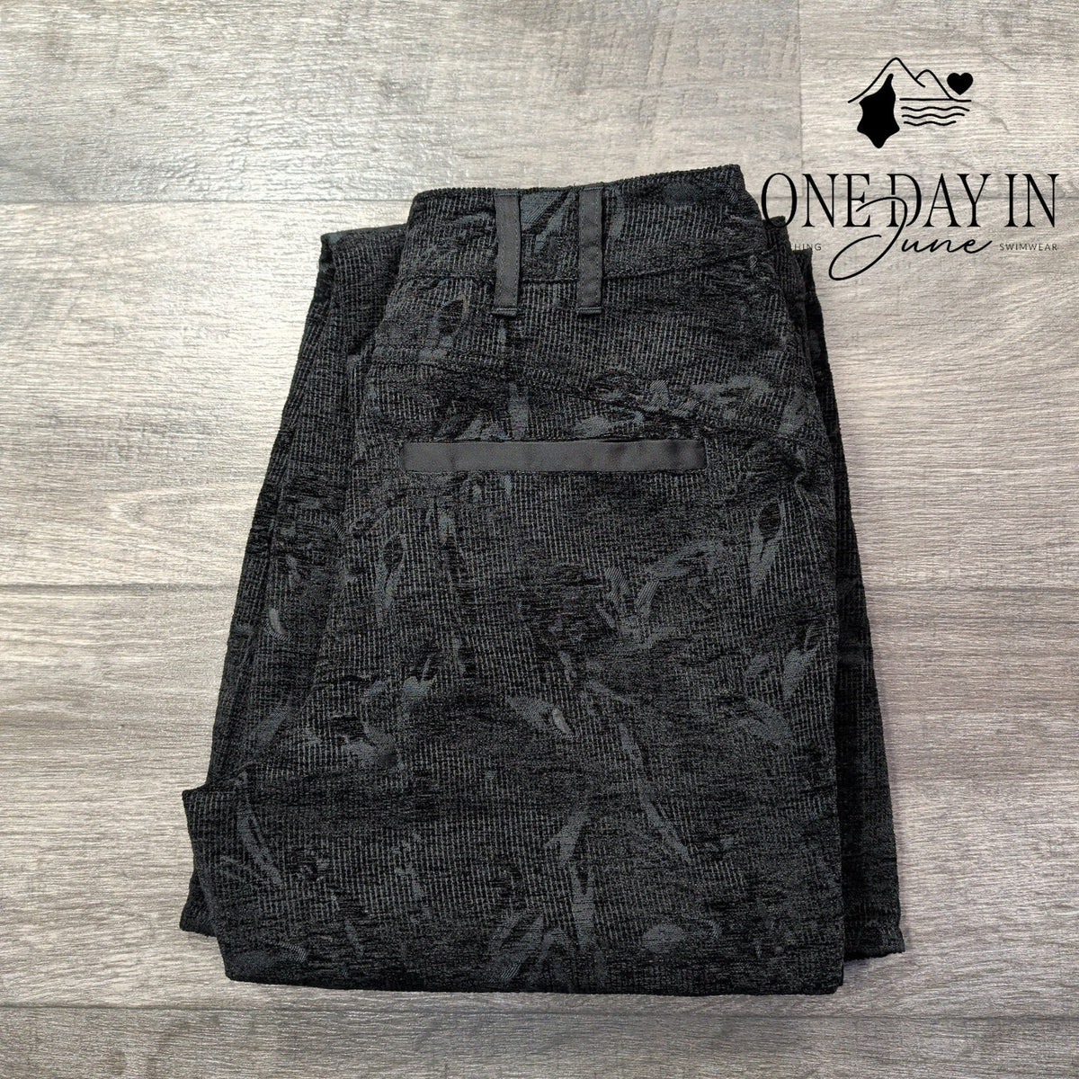 We The Free Floral Jacquard Flare Pants Black Gray Size 4