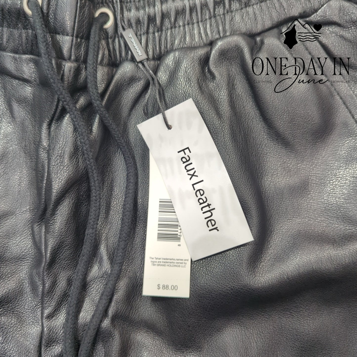 Tahari Faux Leather Drawstring Jogger Pants Size XS