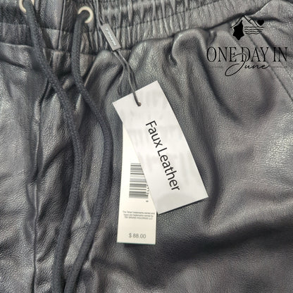 Tahari Faux Leather Drawstring Jogger Pants Size XS