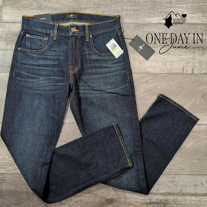 7 For All Mankind The Straight Jeans Dark Blue Tapered Straight NWT Size 30X33