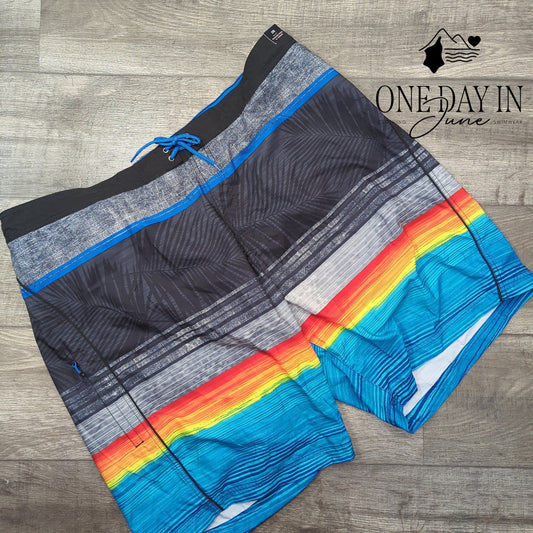 Roundtree & York Big & Tall Boardshorts Multicolor Stripe Swim NWT Size 2XB