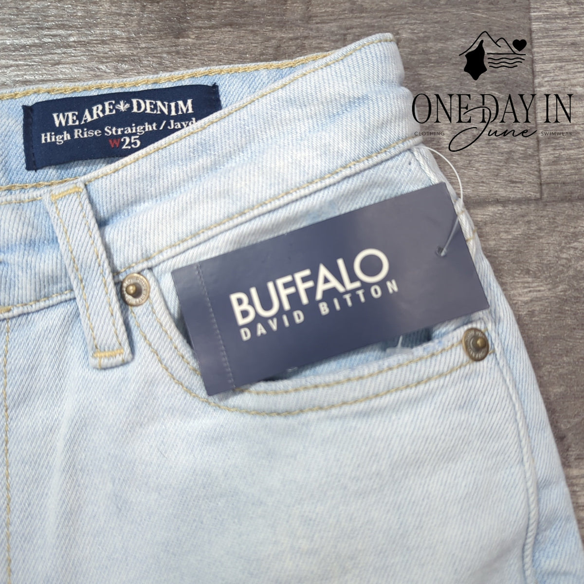 Buffalo David Bitton Jayden High Rise Straight Raw Hem Jeans NWT Size 0 (25)