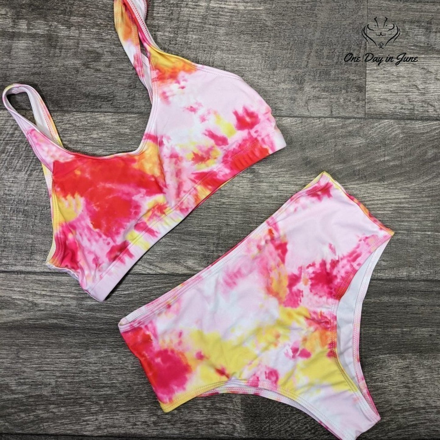 Besportable Crop Top High Waist Bikini Swimsuit Size S