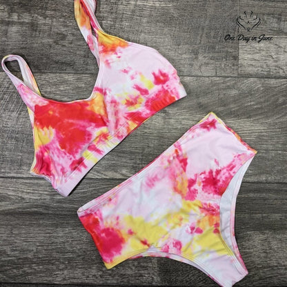 Besportable Crop Top High Waist Bikini Swimsuit Size S