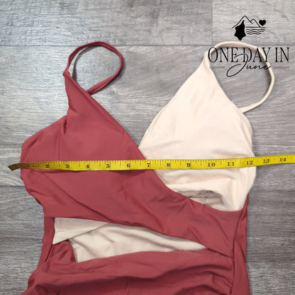 Blooming Jelly Cross Front Cut Out One Piece Swimsuit Size S