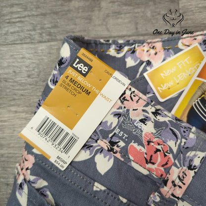 Lee Shapelastic Just Below Waist Slim Crop Jeans Floral NWT Size M