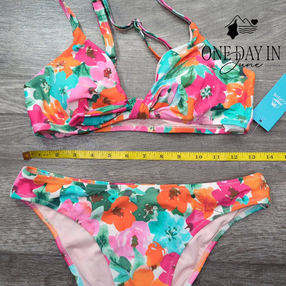 Cupshe Floral Knot Front Bikini Swimsuit Size S