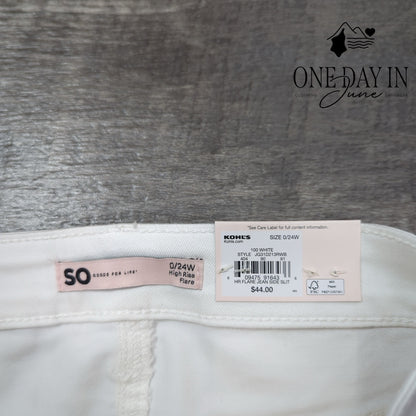 SO High Rise Split Hem Flare Jeans Size 0