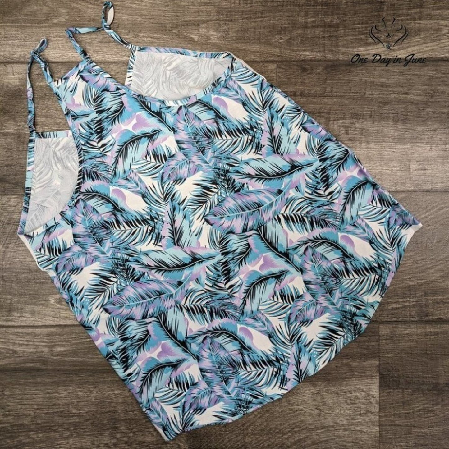 Diukai V Neck Tropical Racerback Tank Top Size S