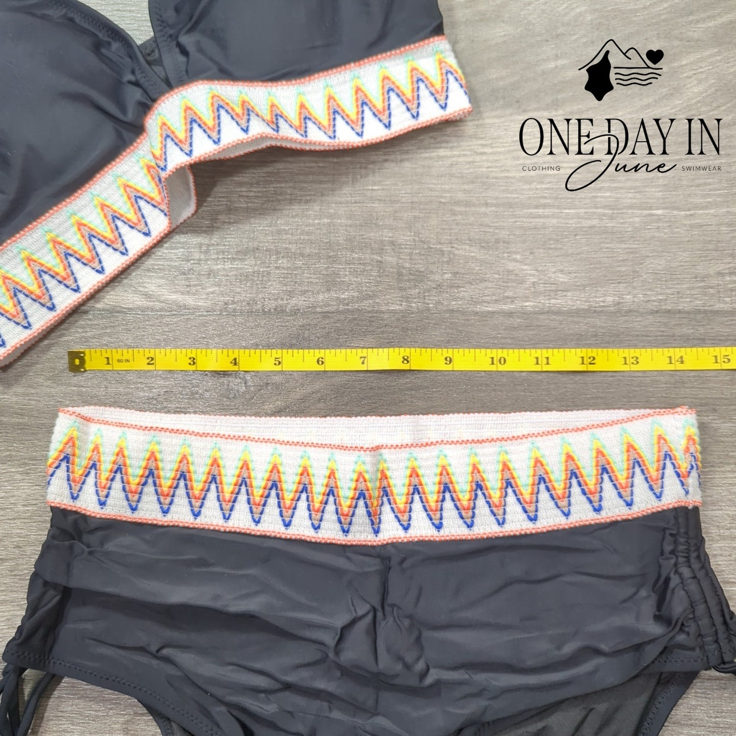 Blooming Jelly High Waist Drawstring Bikini Swimsuit Size L