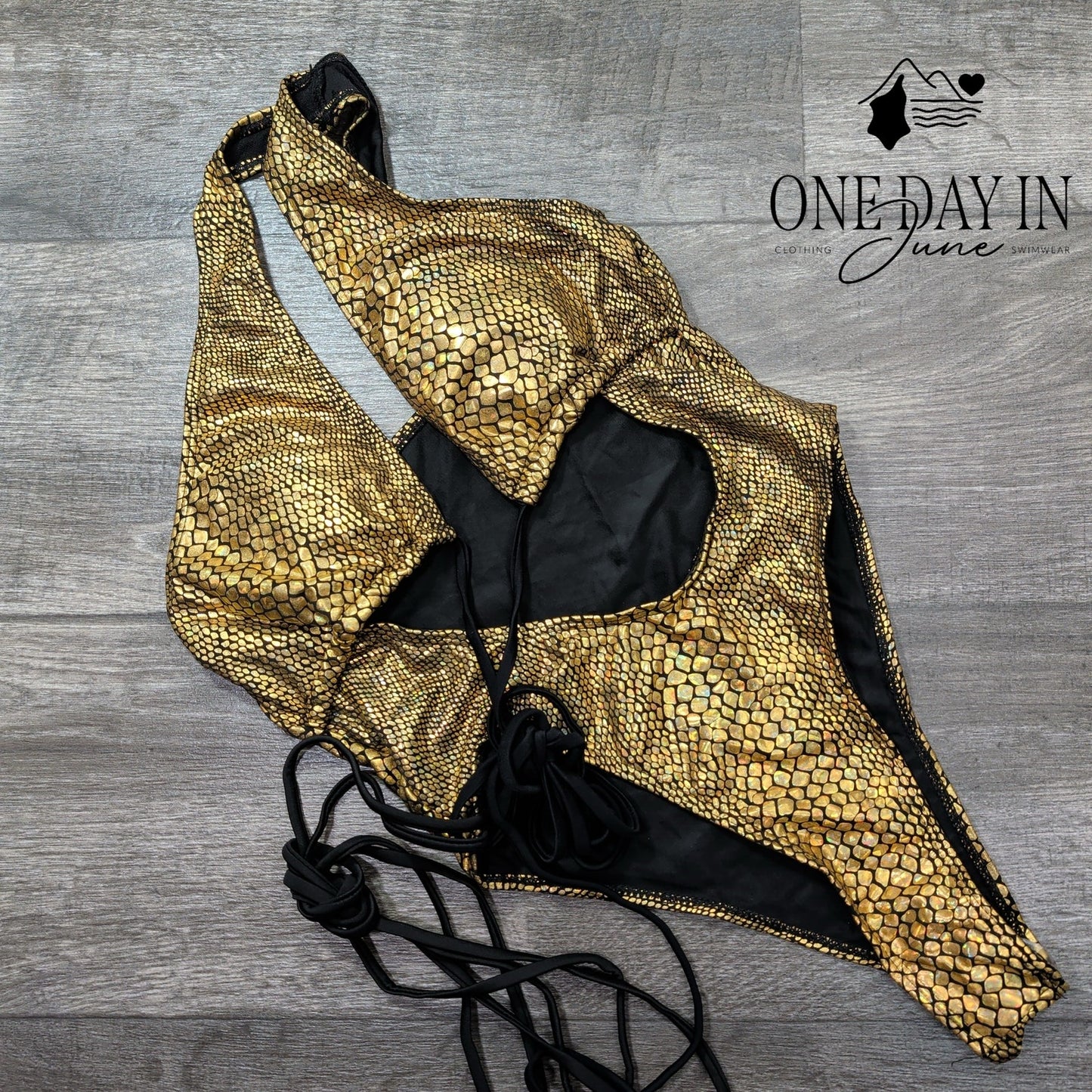 Aleumdr Snake Skin Tie Wrap One Piece Swimsuit Size S