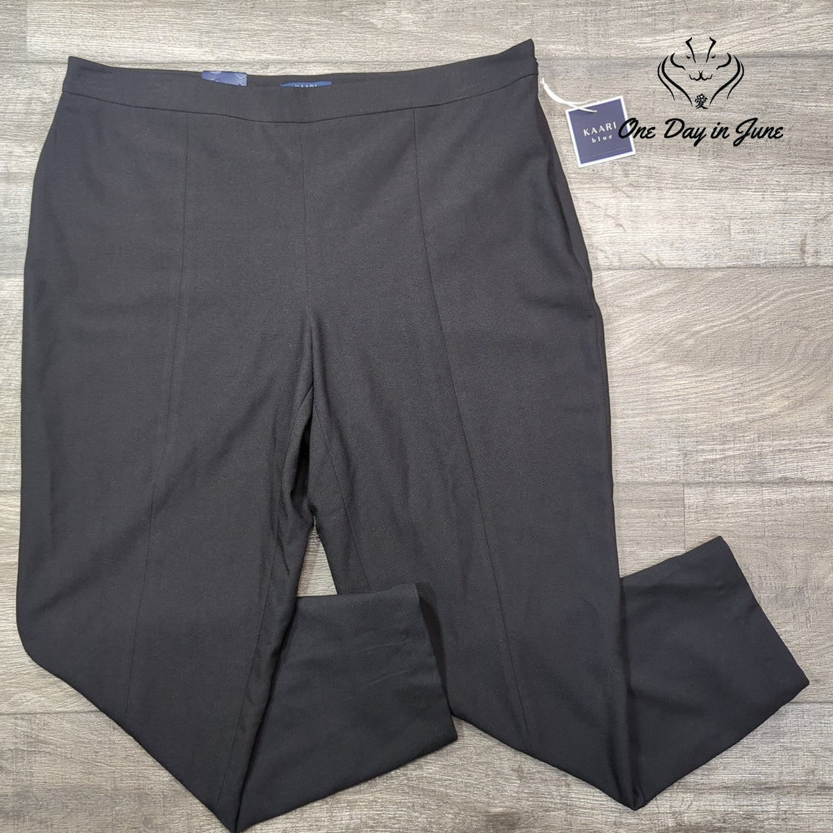 Kaari Blue Ankle Pants Black Pull On Slim Leg Career Dress Pants NWT Size 12