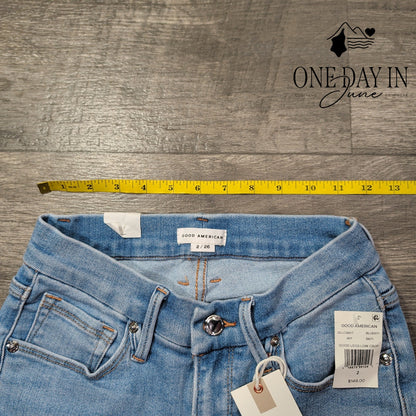 Good American Good Legs Low Crop Distressed Skinny Jeans NWT Size 2 (26)
