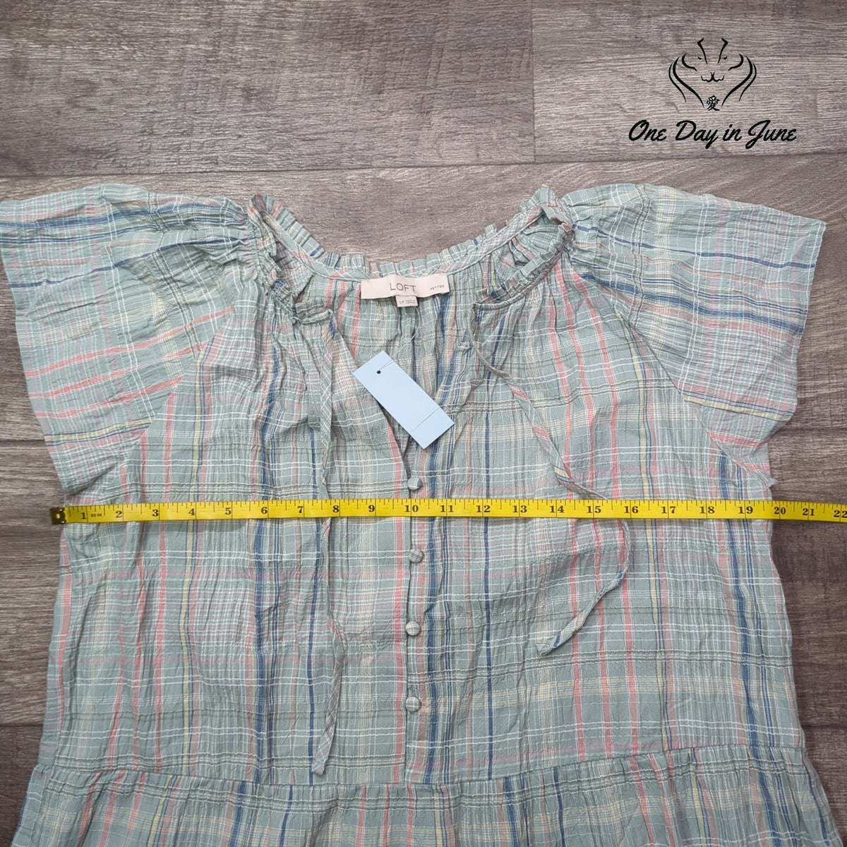Loft Petite Plaid Ruffle Short Sleeve Tiered Mini Dress NWT Size LP