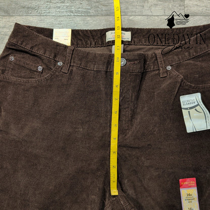 St. John's Bay Plus Size Straight Leg Corduroy Pants Brown NWT Size 16W