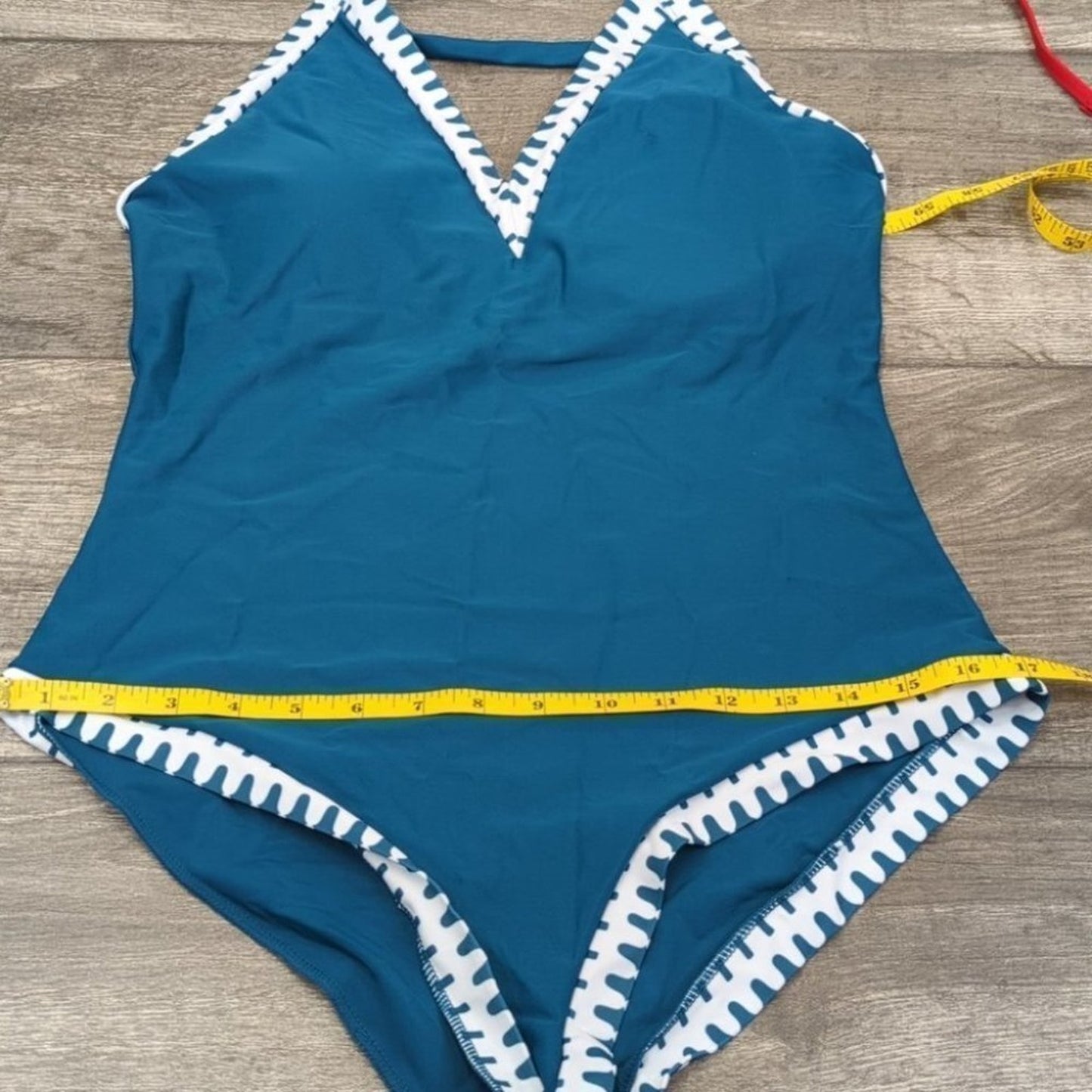 Tempt Me Vintage Deep V Neck Halter Backless Monokini Size L