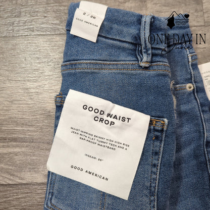 Good American Good Waist Crop High Rise Skinny Jeans Indigo326 NWT Size 2