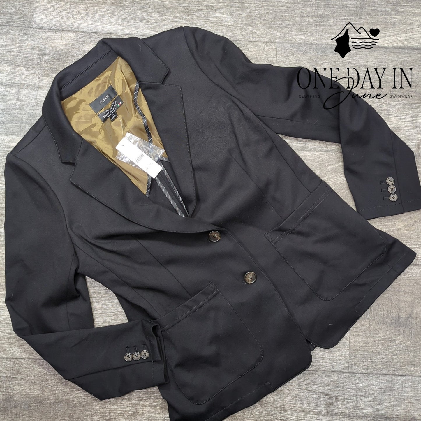 J.Crew Patch Pocket Blazer Italian Ponte Black Mario Bellucci NWT Size 10