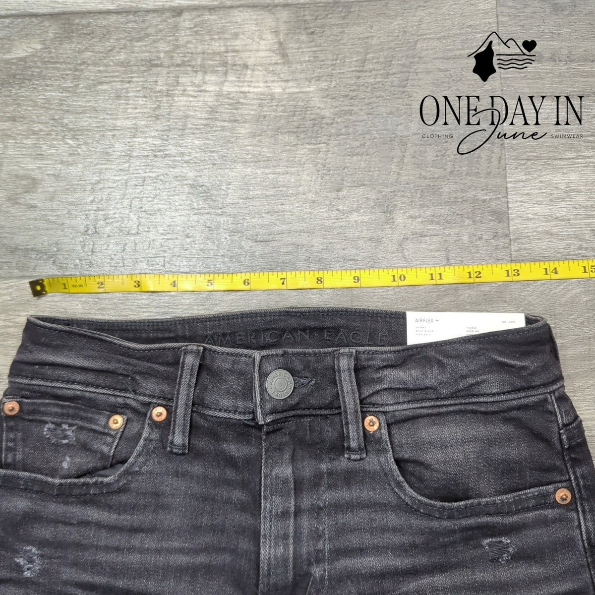 American Eagle Outfitters AirFlex+ Skinny Jeans Black Distressed NWT Size 28 (6)