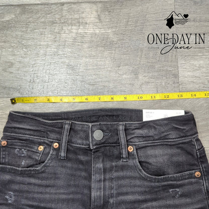 American Eagle Outfitters AirFlex+ Skinny Jeans Black Distressed NWT Size 28 (6)