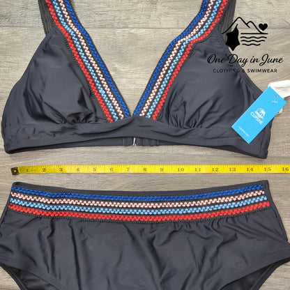 Cupshe Embroidered High Waist Triangle Bikini Swimsuit Size XL