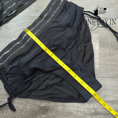 Blooming Jelly High Waist Drawstring Bikini Swimsuit Size M