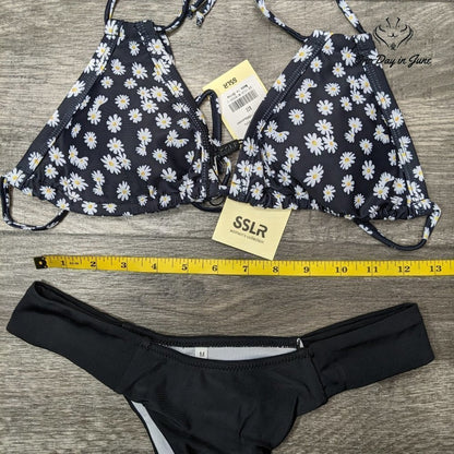 SSLR Daisy Triangle Ruched Bottom Bikini Size M