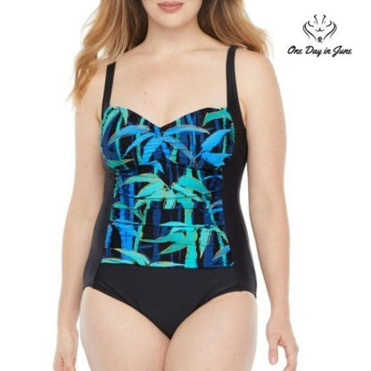 Azul by Maxine of Hollywood Leaf One Piece Size 14