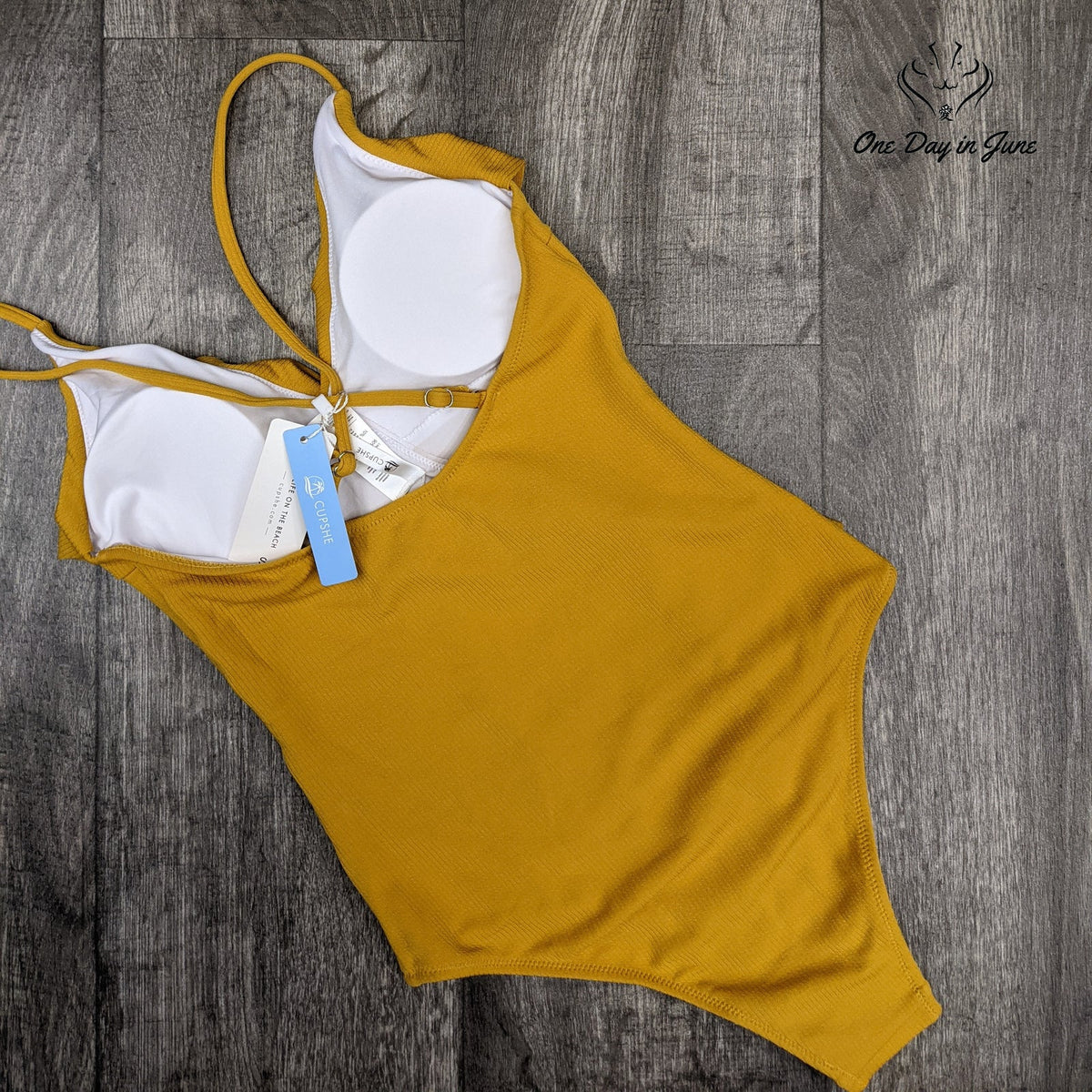 Cupshe Ruffle Textured One Piece Swimsuit Mustard Yellow NWT Size S