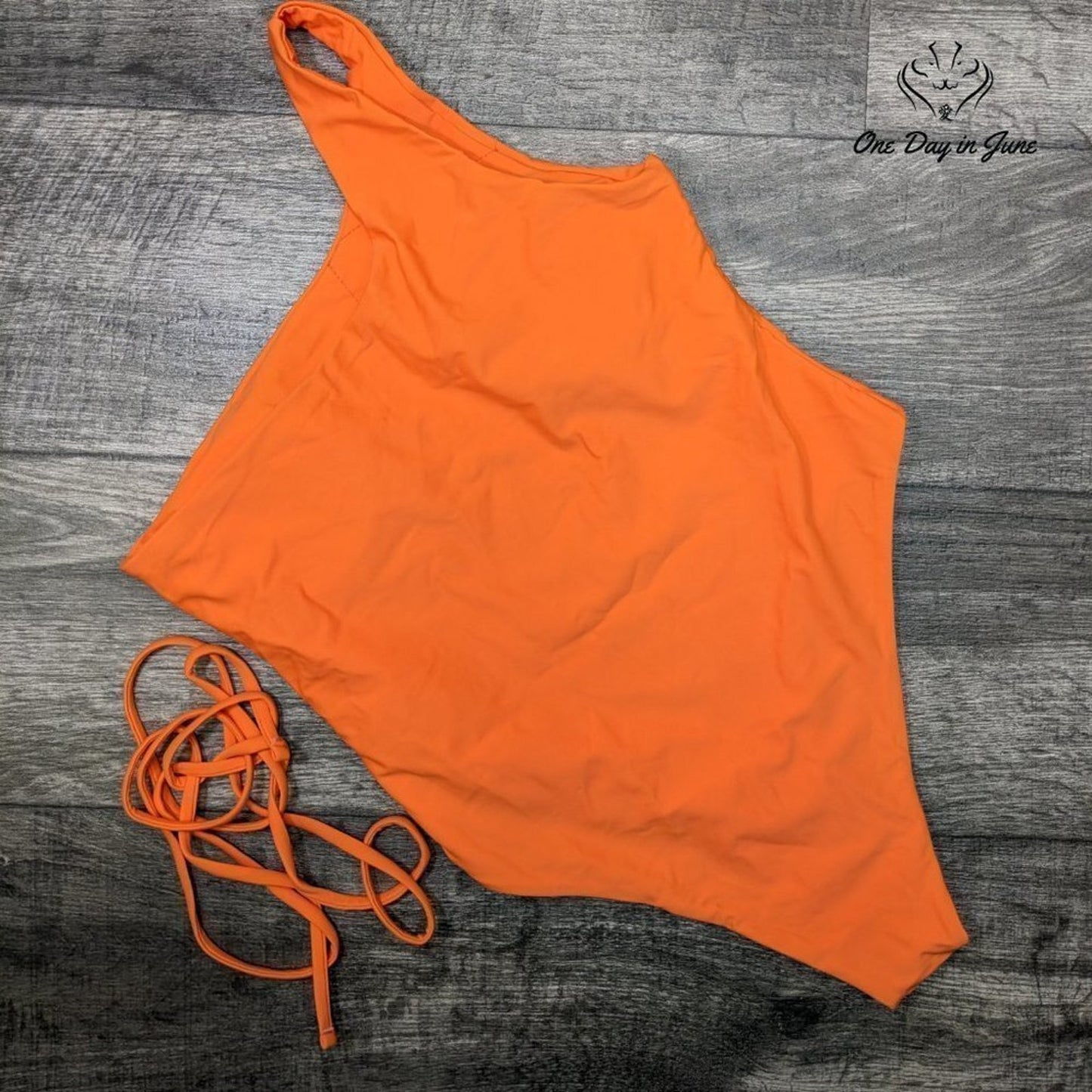 Amzbrly One Shoulder Removable Tie Strap One Piece Swimsuit Size L