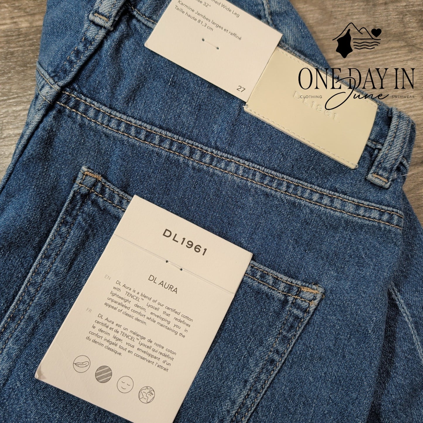 DL1961 Karmine Jeans High Rise Refined Wide Leg DL Aura NWT Size 4 (27)
