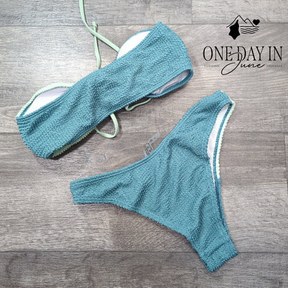 Aleumdr Smocked Bandeau Bikini Swimsuit Size S