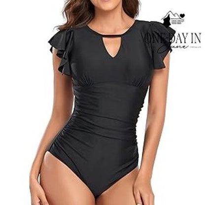 Smismivo Ruffle Shoulder One Piece Swimsuit Size M
