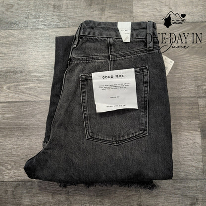 Good American Good 90s Baggy Jeans Black NWT Raw Seam $175 Size 10 (30)