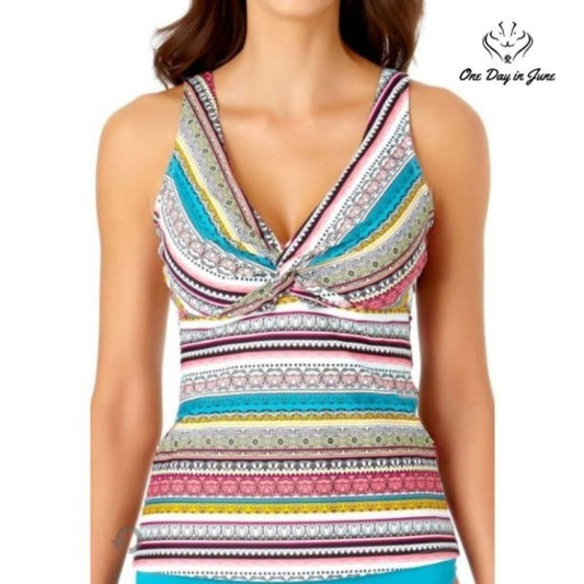 Liz Claiborne Striped Tankini Top Size S