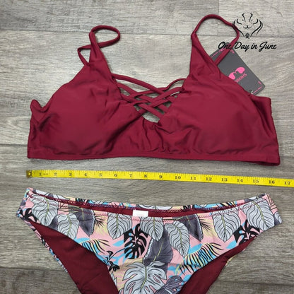 Shekini Strappy Floral Bikini Swimsuit Size XL