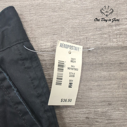 Aeropostale Black Flat Front Chino Shorts NWT Size 1/2