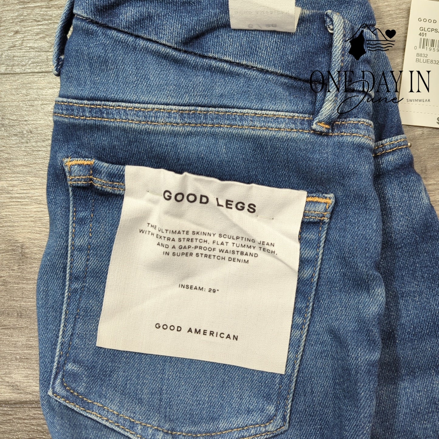 Good American Good Legs Skinny Jeans High Rise Distressed Blue NWT Size 6