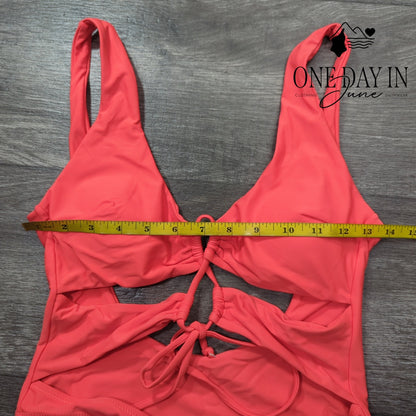 Aleumdr High Cut Tie Front One Piece Swimsuit Size M