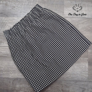J.Crew Womens Polka Dot Pull On Mini Skirt Black White Elastic Waist Size 00