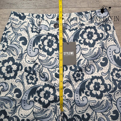 Stylewe Satin Paisley Crop Pants Size 10