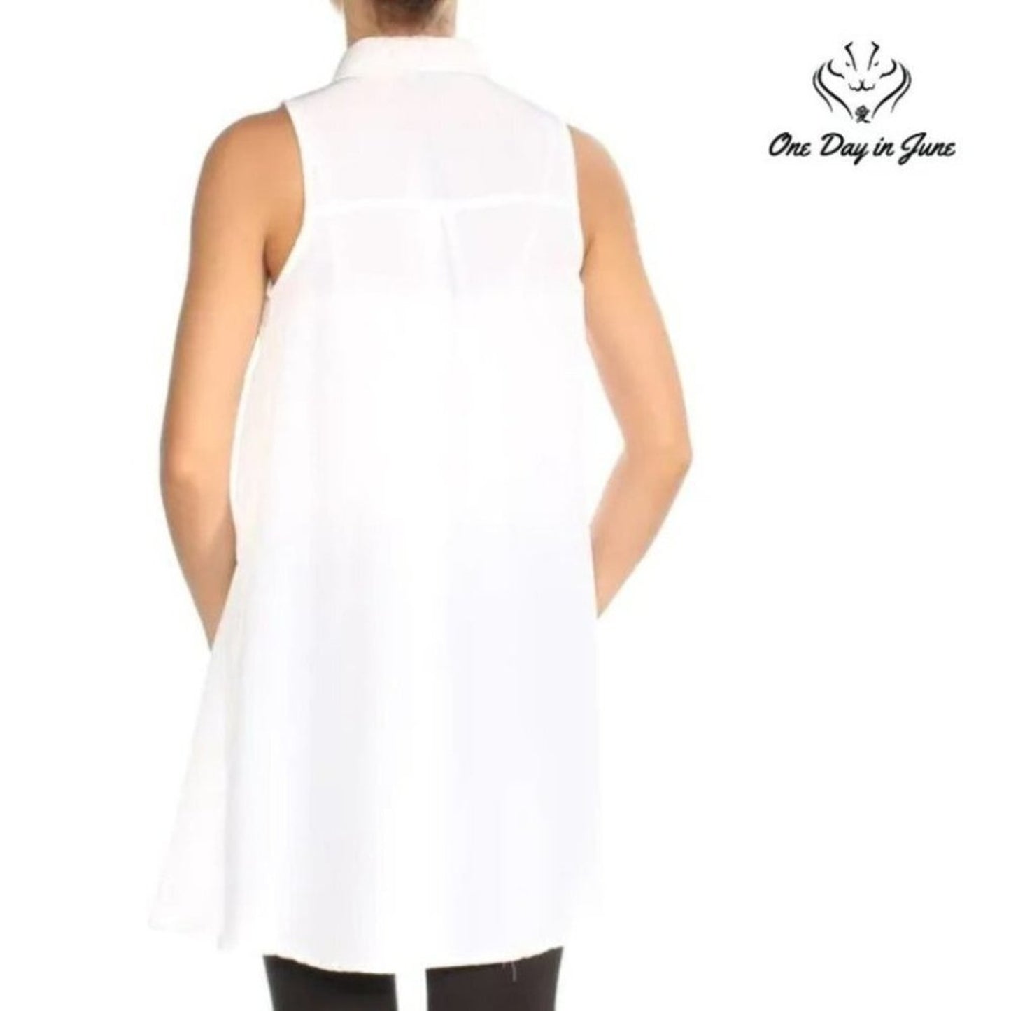 XOXO Button Down Sleeveless Tunic Top