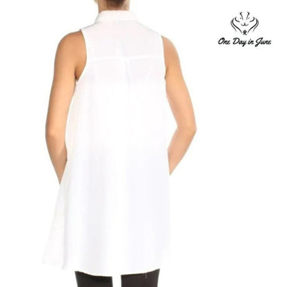 XOXO Button Down Sleeveless Tunic Top