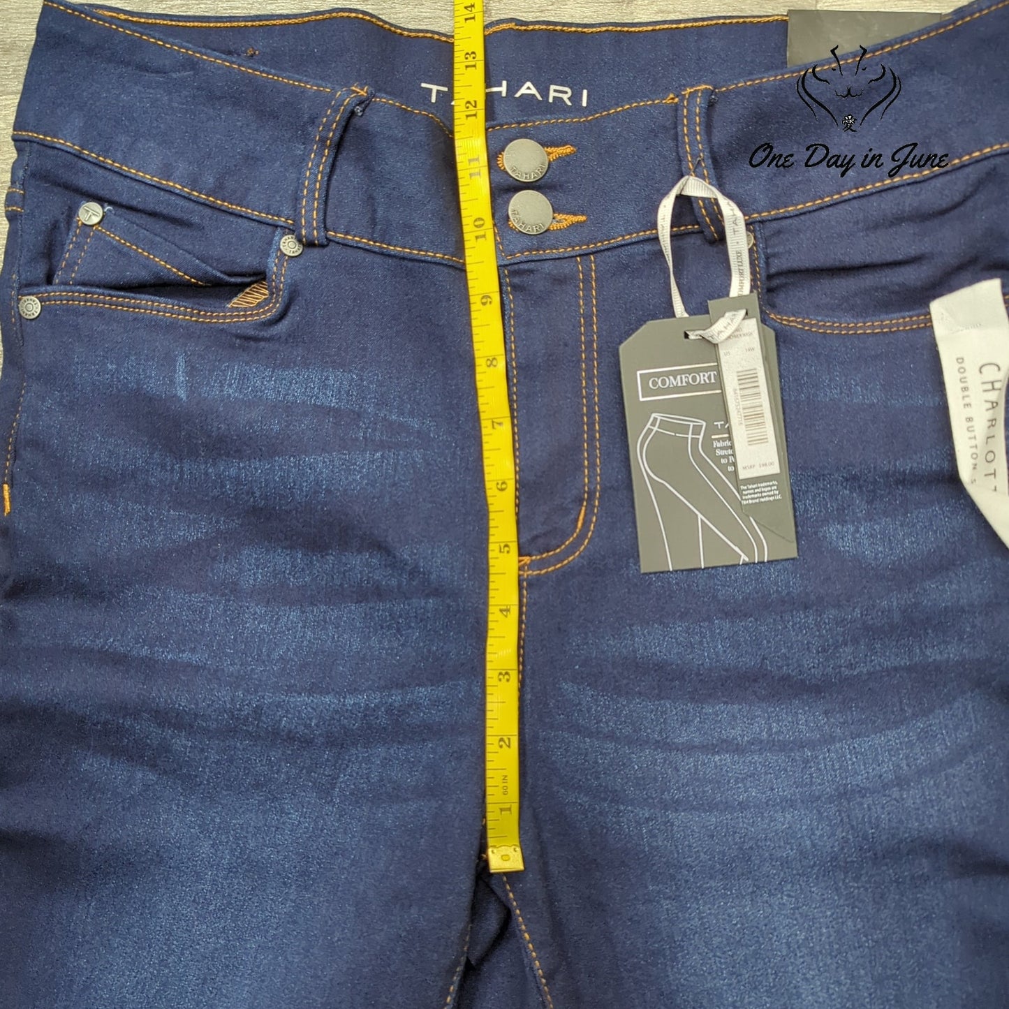 Tahari Plus Size Charlotte Double Button Skinny Jeans Size 14W